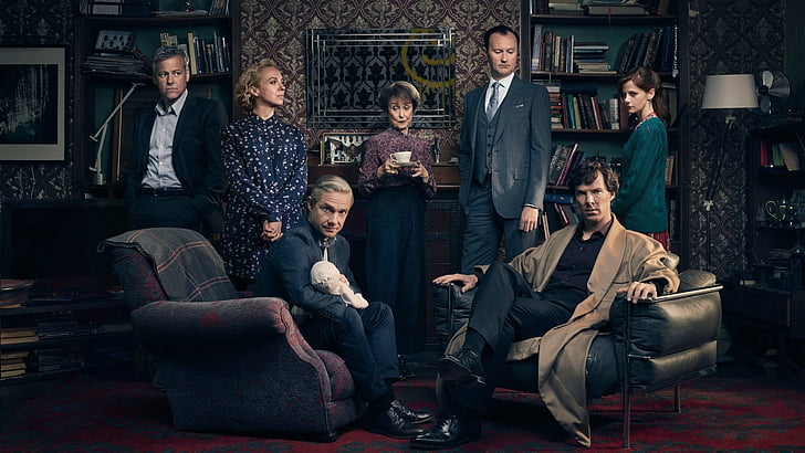 Sherlock Holmes, Benedict Cumberbatch, group of people, adult
