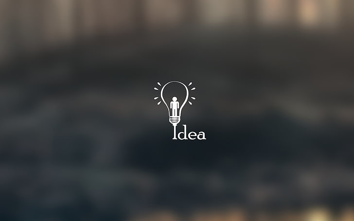 Idea logo, light bulb, minimalism, depth of field, no people, HD wallpaper