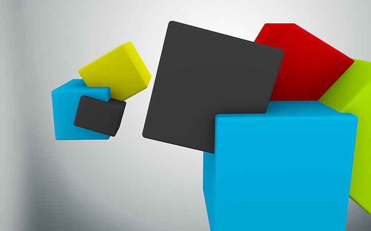3D Colors Cubes, blue, red, and green cube digital wallpaper, HD wallpaper