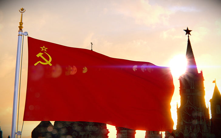 Soviet Union flag, future, movement, red, Moscow, The Kremlin