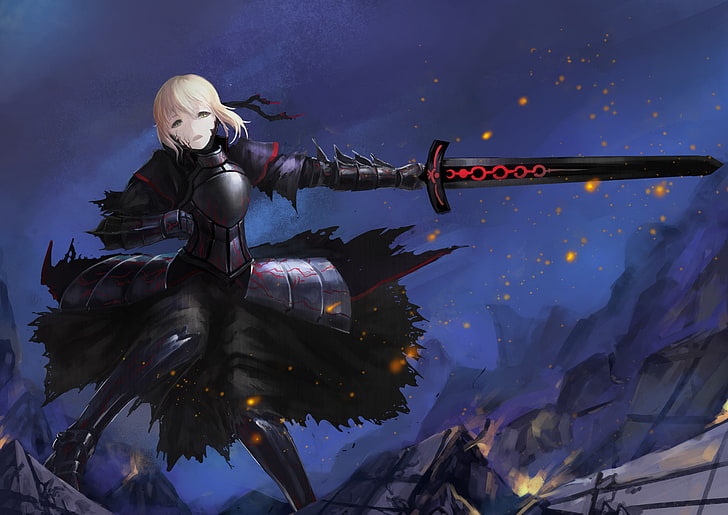 Fate Series, Fate/Stay Night, anime girls, Saber Alter, one person