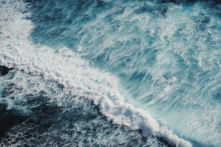 ocean waves, surf, foam, sea, water, blue, nature, summer, backgrounds, HD wallpaper