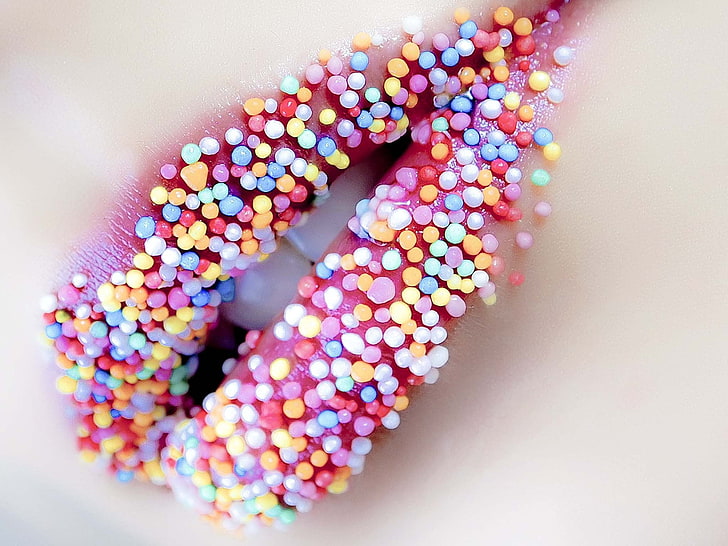 pink and multicolored lipstick, candies, creativity, multi colored
