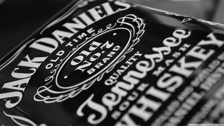 black and white printed textile, Jack Daniel's, whiskey, communication, HD wallpaper