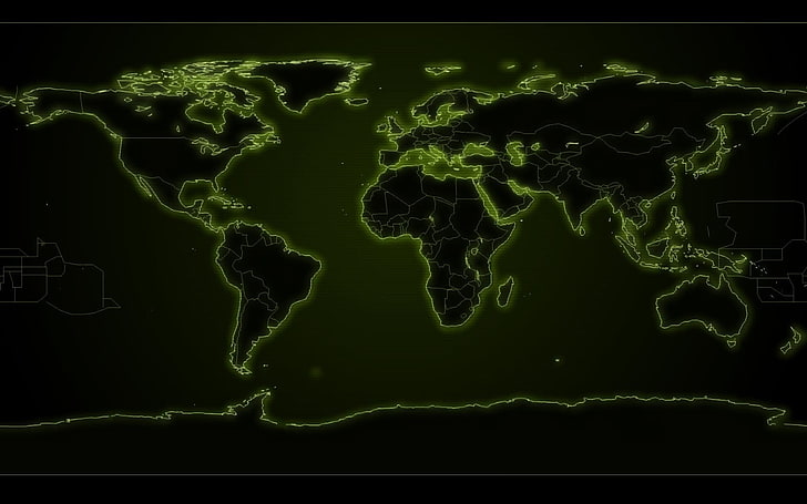 black and green world map illustration, Misc