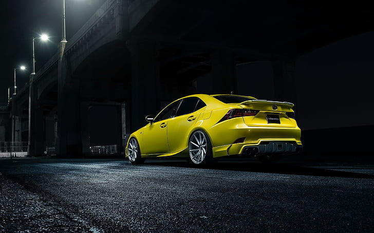 2014 Lexus IS 350 F Sport by Vossen Wheels 2, yellow sedan, cars, HD wallpaper
