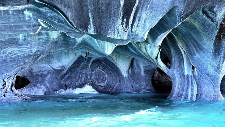 marble caves, chile chico, puerto río tranquilo, blue, cavern, HD wallpaper