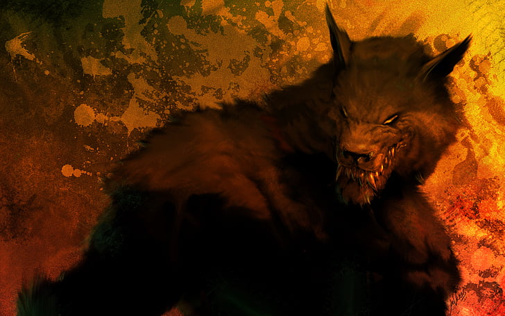 creature, dark, horror, lycan, monster, werewolf, HD wallpaper