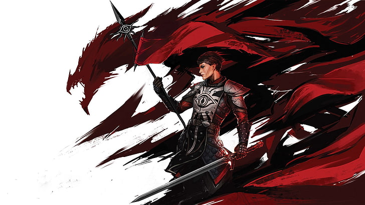 woman holding sword digital artwork, video games, Dragon Age Inquisition, HD wallpaper