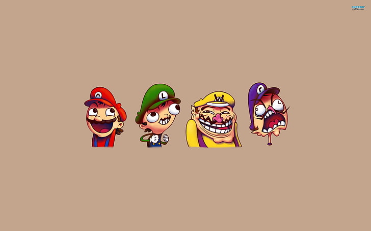 mario meme luigi wario trollface awesome face rageface 2560x1600  Video Games Mario HD Art, HD wallpaper