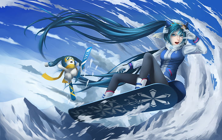 Premium AI Image | anime girl on a snowboard in the air generative ai-demhanvico.com.vn