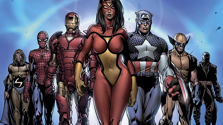 Marvel superheroes illustration, comics, Spider-Man, Iron Man