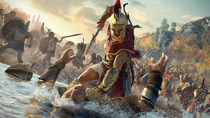 Kassandra Assassin's Creed Odyssey 4K 8K, water, sky, nature, HD wallpaper
