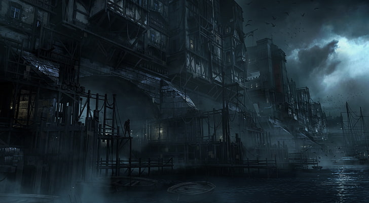 HD wallpaper: Thief 4 Video Game Concept Art, city with dark clouds  wallpaper | Wallpaper Flare