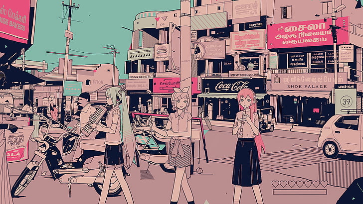 Anime, Vocaloid, Hatsune Miku, Luka Megurine, Retro, Rin Kagamine, HD wallpaper