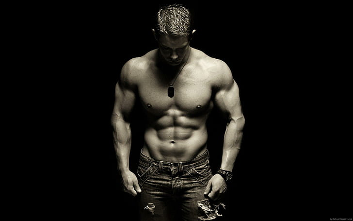 seguro corona años HD wallpaper: Sexy man body, men's black distressed pants, muscle |  Wallpaper Flare