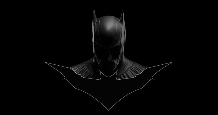 Batman logo, black, simple background, DC Comics, superhero, HD wallpaper