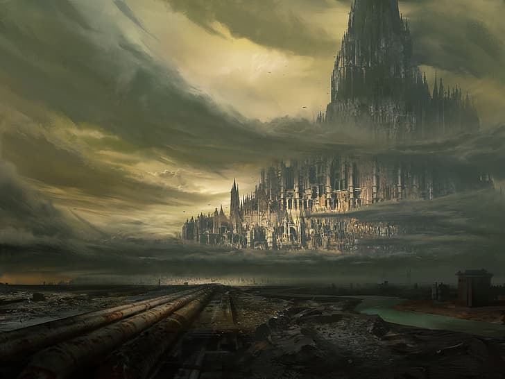 Warhammer 40,000, hive city, science fiction, tower, wall, desolate