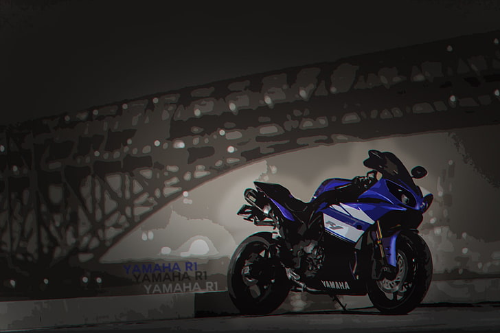 black and blue RC car, motorcycle, Yamaha R1, Yamaha YZF R1, transportation, HD wallpaper