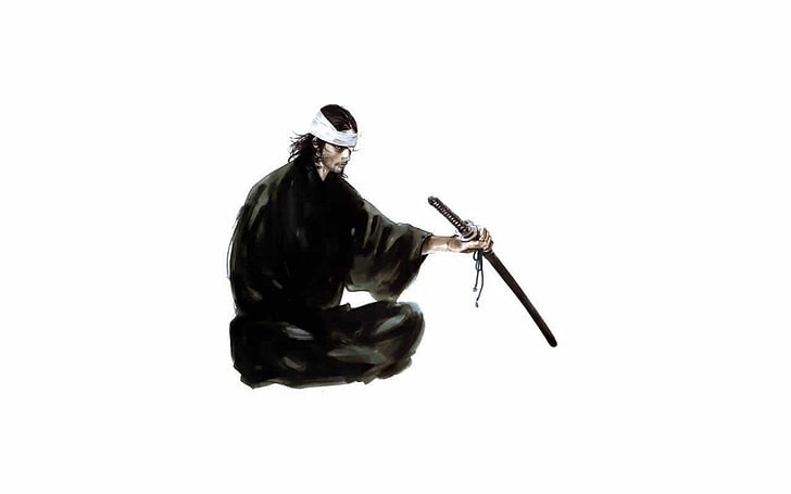 Musashi, Vagabond, studio shot, white background, copy space