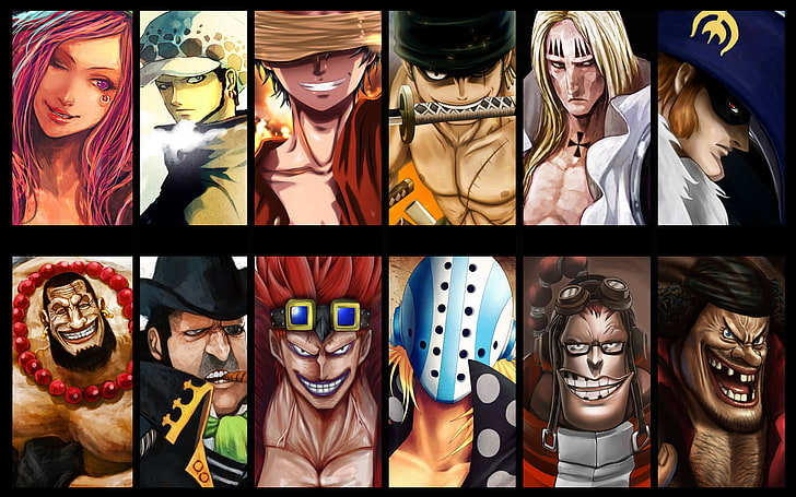One Piece wallpaper, anime, Trafalgar Law, Monkey D. Luffy, Roronoa Zoro, HD wallpaper
