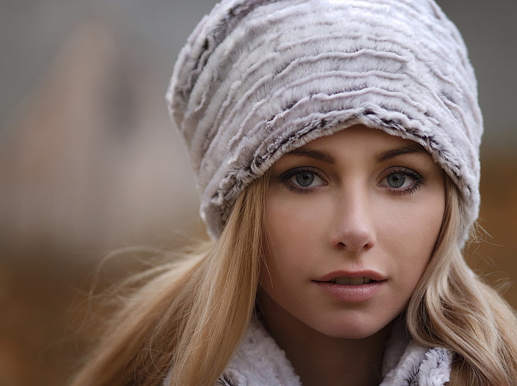 girl, face, sweetheart, hat, blonde, the beauty, young, blue-eyed, HD wallpaper