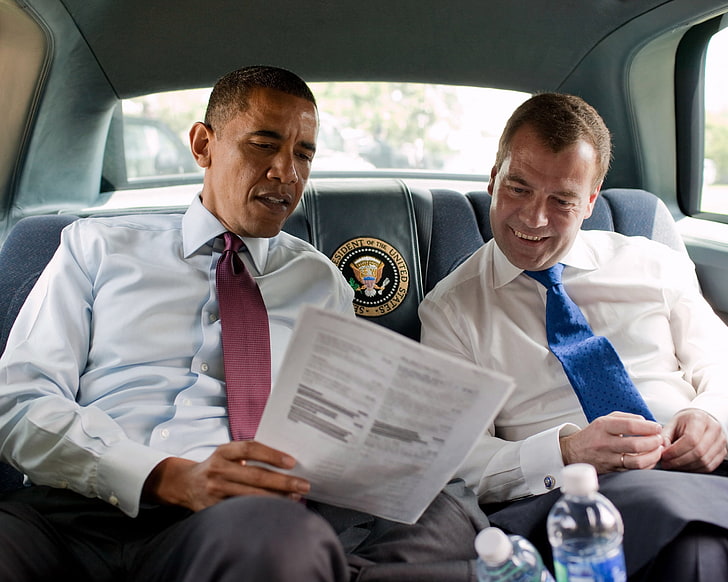 Barack Obama, dmitry medvedev, president, prime minister, car, HD wallpaper