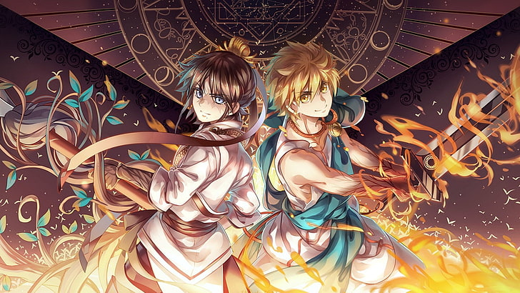 two male anime characters holding sword wallpaper, Magi: The Labyrinth Of Magic