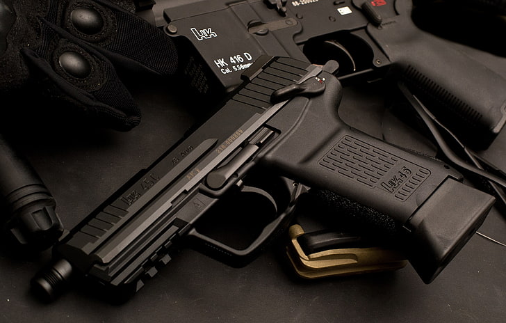 black semi automatic pistol, German, gun, weapon, Germany, rifle, HD wallpaper