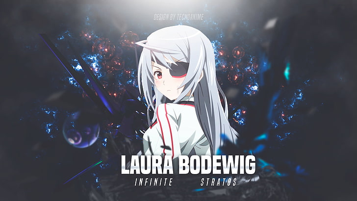 anime, Bodewig Laura, Infinite Stratos, abstract, grey hair, HD wallpaper