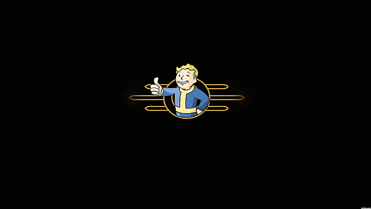 Blue Boy logo, Fallout, Vault Boy, minimalism, video games, copy space