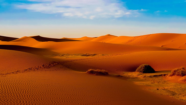 landscape photography of desert, nature, dune, sand, Sahara, Morocco, HD wallpaper