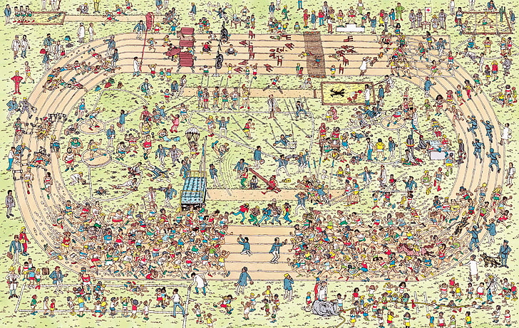 Waldo, cartoon, Where's Wally, crowd, large group of people, HD wallpaper