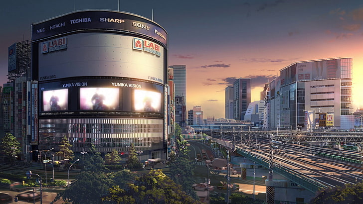 gray high rise building, Kimi no Na Wa, Your Name, cityscape, HD wallpaper