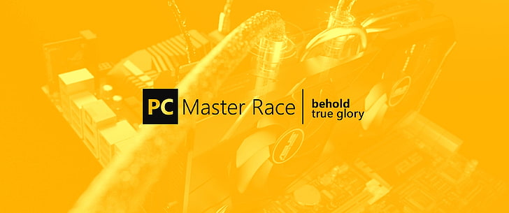 PC Master  Race, PC gaming, yellow, text, communication, western script