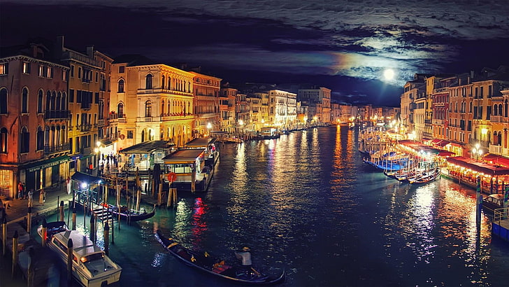life, veneza, beautiful, night, city, HD wallpaper