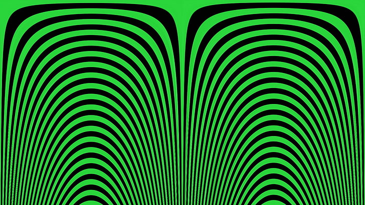 black and green abstract wallpaper, optical illusion, lines, background, HD wallpaper