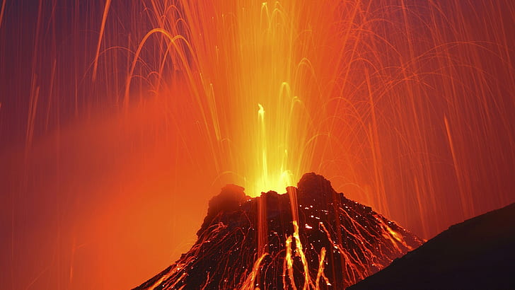 Volcano Lava Eruption HD, nature