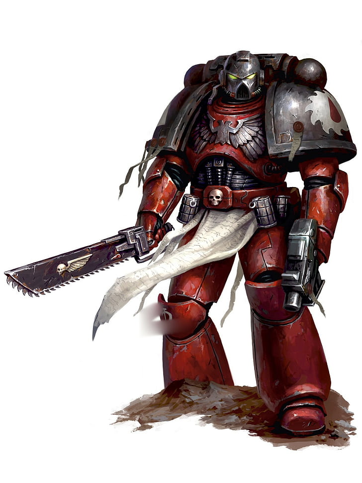 red and gray armor illustration, Warhammer 40,000, Space Marine