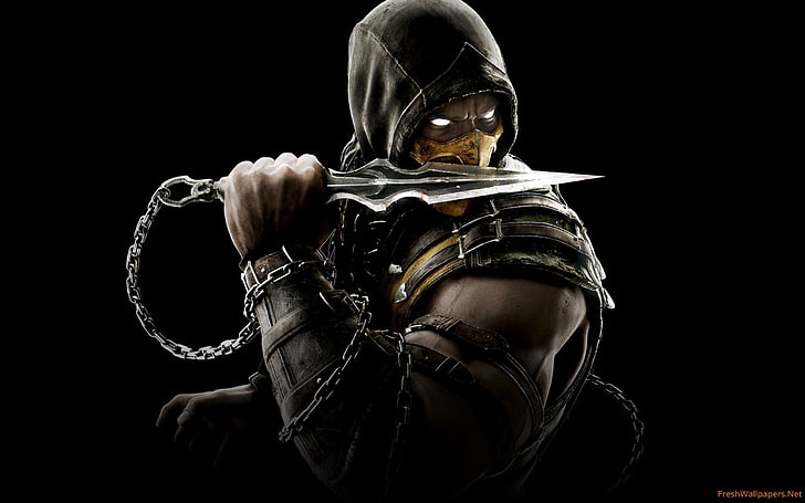 Scorpion from Mortal Combat digital wallpaper, Mortal Kombat X