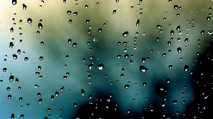 water drops wallpaper, rain, water on glass, green, wet, no people, HD wallpaper