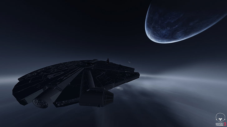 black and gray metal tool, Star Wars, Millennium Falcon, moon