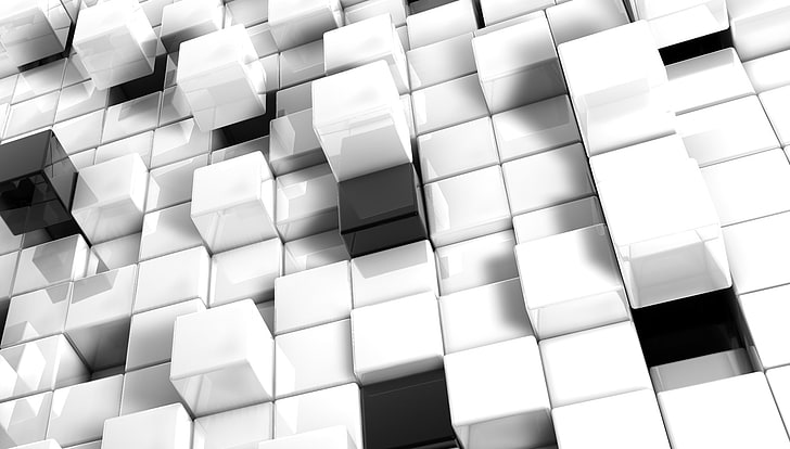 3d view abstract black white blocks cgi cubes backgrounds 3d Abstract 3D and CG HD Art, HD wallpaper