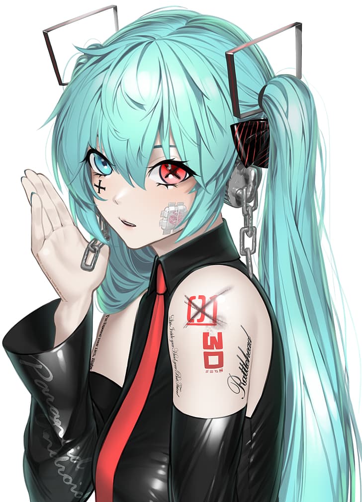 Hatsune Miku, Vocaloid, detached sleeves, twintails, aqua hair