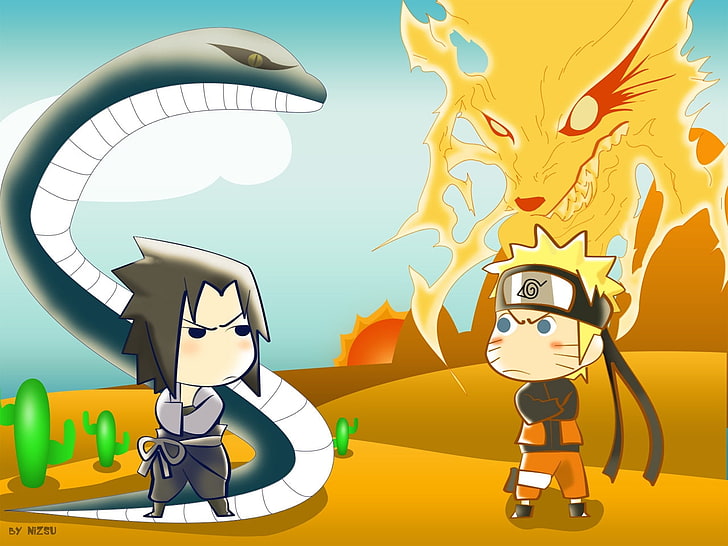 uchiha sasuke chibi naruto shippuden kyuubi naruto uzumaki 1280x960  Anime Naruto HD Art