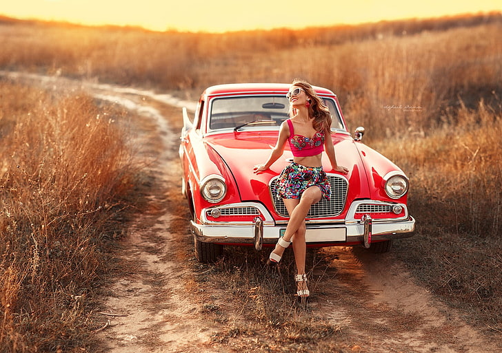 women with cars, mode of transportation, motor vehicle, travel, HD wallpaper