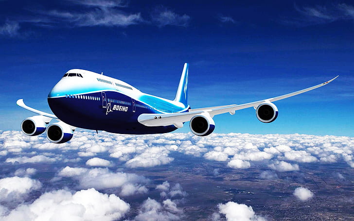 Boeing 747-8, plane, airplane, jet, fly, HD wallpaper