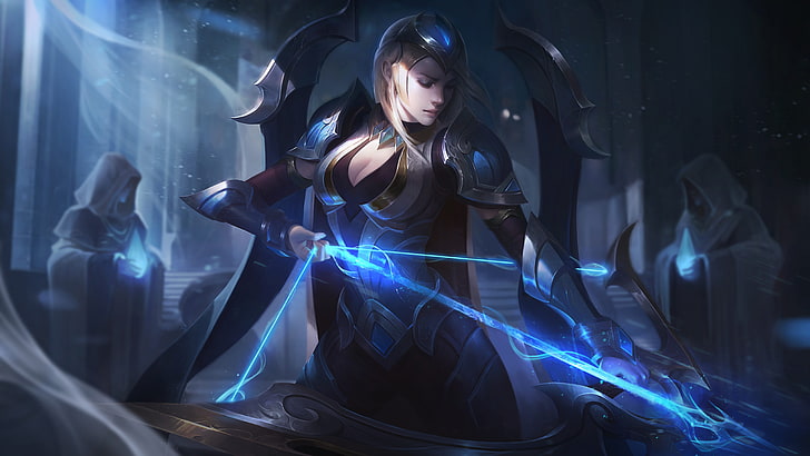 Championship Ashe League of Legends, illuminated, young adult, HD wallpaper