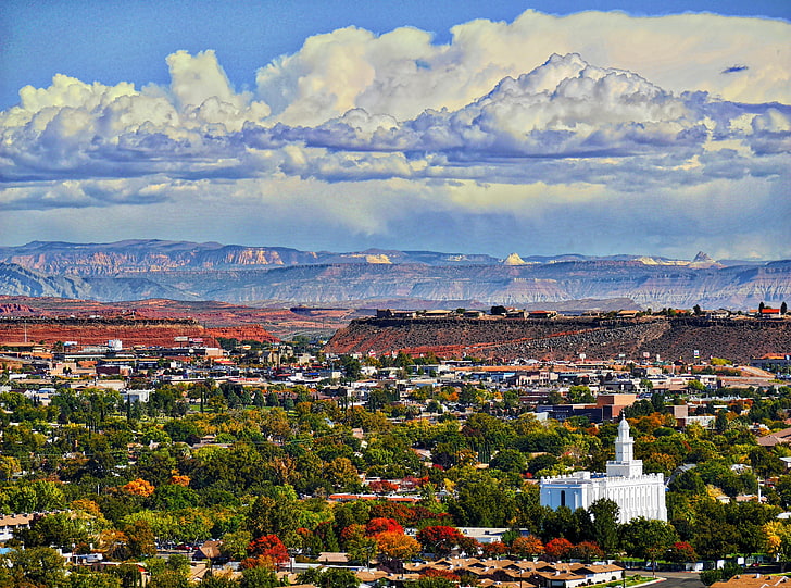 St George, Utah, white cathedral, United States, Washington, unitedstates, HD wallpaper