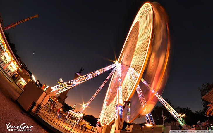 Ferris Wheel, france, off center, motion, animals, HD wallpaper